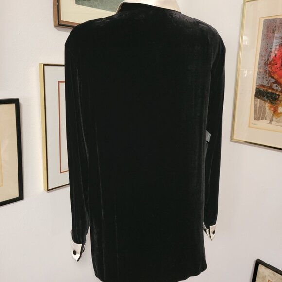 NWT Black Velvet Top and matching Skirt with Ivory Satin Collar Size L - Picture 4 of 9